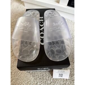 Coach Ulyssa Slides Women's Size 7 Clear Logo Rubber Pool Slide Old Money Beach